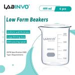 Low Form 400ml Borosilicate Glass Beaker Set, 6pcs