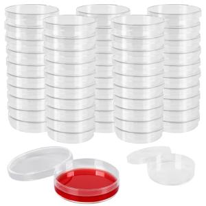 50 Pack Sterile Plastic Petri Dishes with Lids