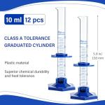 12 Pcs 10ml Glass Graduated Measuring Cylinders
