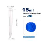50 Pack 15ml Conical Centrifuge Tubes with Rack