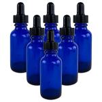 Cobalt Blue Glass Bottles with Eye Droppers (6 Pack)