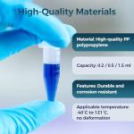 100 Pcs 0.5ml Conical Centrifuge Tubes with Caps