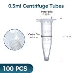 100 Pcs 0.5ml Conical Centrifuge Tubes with Caps