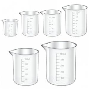 6 Pcs Transparent Plastic Graduated Beakers Set