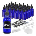 24 Pack Blue 2 Oz Glass Dropper Bottles