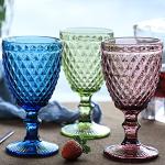 ZOOFOX 10 oz Colored Glass Goblet Set of 6
