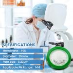 AMTAST PES Syringe Filters, 25mm, 0.22um, 10 Pack