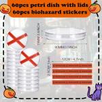 60 Pcs Orange Plastic Petri Dishes with Lids