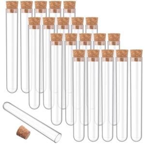 Clear Plastic Test Tubes with Cork Stoppers – 20PCS