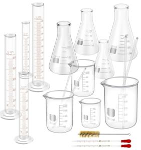 Glass Beaker and Flask Set with Accessories