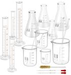 Glass Beaker and Flask Set with Accessories