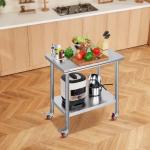 Stainless Steel Work Table with Wheels - 36x24 Inch