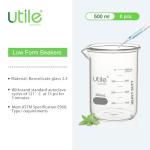 Utile 6-Piece 500ml Glass Beaker Set