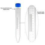 15mL Sterile Centrifuge Tubes with Screw Caps - 100 Pcs