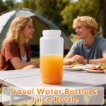 32 oz Airtight Plastic Bottles with Lids - 2 Pack