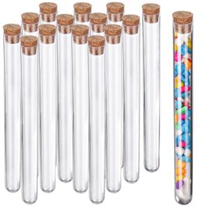 Clear Plastic Test Tubes with Cork, 15pcs