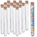 Clear Plastic Test Tubes with Cork, 15pcs