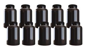 10-Pack Dark Amber Plastic Pill Bottles 500cc