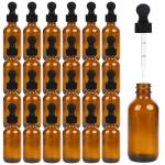 24 Pack Amber Glass Dropper Bottles - 2 oz