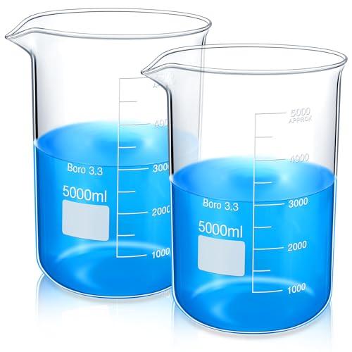 5000ml Glass Measuring Beaker Set - 2 Pcs