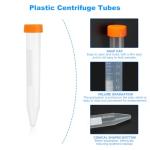 15ML Plastic Centrifuge Tubes, 30 Pack, Orange
