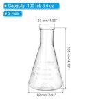PATIKIL 100ml Erlenmeyer Flask Set – 3 Pack