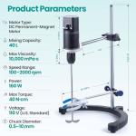 40L Lab Overhead Stirrer with Support Stand