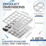 Stainless Steel Z-Shaped Test Tube Rack for 25 Tubes