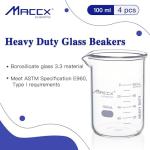 Maccx 100ml Borosilicate Glass Beaker Set of 4