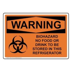 Biohazard No Food or Drink Refrigerator Labels 4-Pack