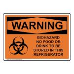 Biohazard No Food or Drink Refrigerator Labels 4-Pack