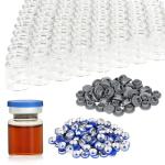 Clear 3ml Glass Vials with Caps - 100 Pack