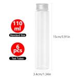 Yoodelife 110ml Clear Plastic Test Tubes, 6-Pack
