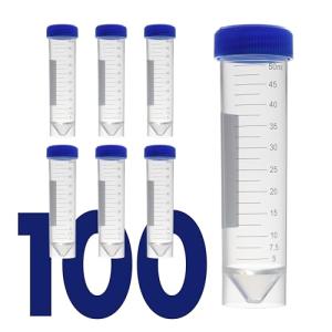 Kashi 50mL Self-Standing Centrifuge Tubes, 100 Pack