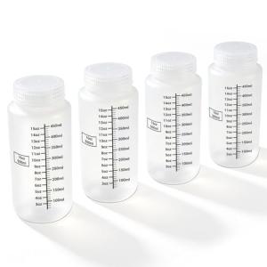16oz Plastic Bottles with Airtight Caps - 4 Pcs
