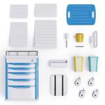 OLERN Medical Rolling Crash Cart with Adjustable IV Pole