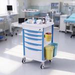 OLERN Medical Rolling Crash Cart with Adjustable IV Pole