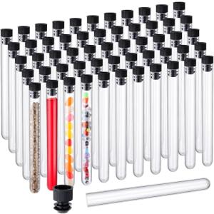 Hoteam 100-Pack Clear Plastic Test Tubes with Caps
