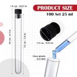 Hoteam 100-Pack Clear Plastic Test Tubes with Caps