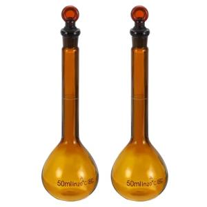 PATIKIL 50ml Borosilicate Glass Volumetric Flasks - 2 Pcs