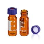 Amber Autosampler Vials with Blue Screw Caps, 100 Pack