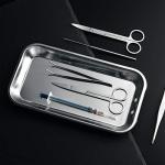 COYMOS 3 Pack Surgical Tray, Stainless Steel Tray for Lab Instrument Supplies, Tattoo Tool (Silver)