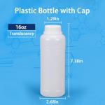 16oz Plastic Bottles with Caps, 4 Pack
