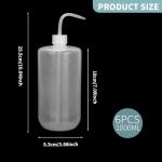 Clear Plastic Wash Bottles - 6 Pack, 1000ml