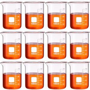12 Pcs 100 ml Borosilicate Glass Lab Beakers