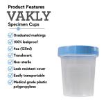 Leak-Proof Specimen Cups with Screw-On Lids - 25 Pack