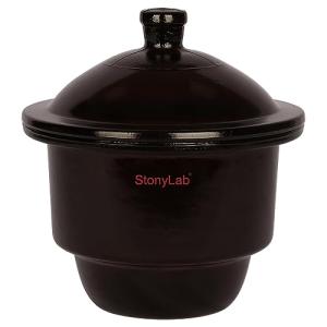 Amber Glass Desiccator Jar with Porcelain Plate