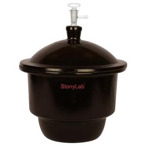 Amber Glass Vacuum Desiccator with Valve and Plate