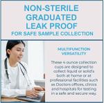 Leak-Proof Specimen Cups with Screw-On Lids - 25 Pack