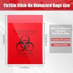 500 Red Biohazard Waste Bags - 11"x15